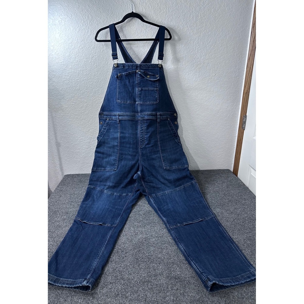 Duluth Trading Co Mens XXL Fleece Lined Denim Bib Overalls Indigo Blue Workwear